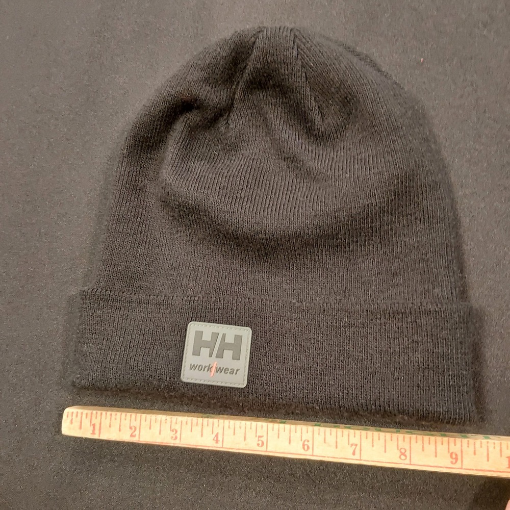 Helly Hansen Workwear Black Acrylic Knit Cuffed Beanie Hat 79811 Logo Patch